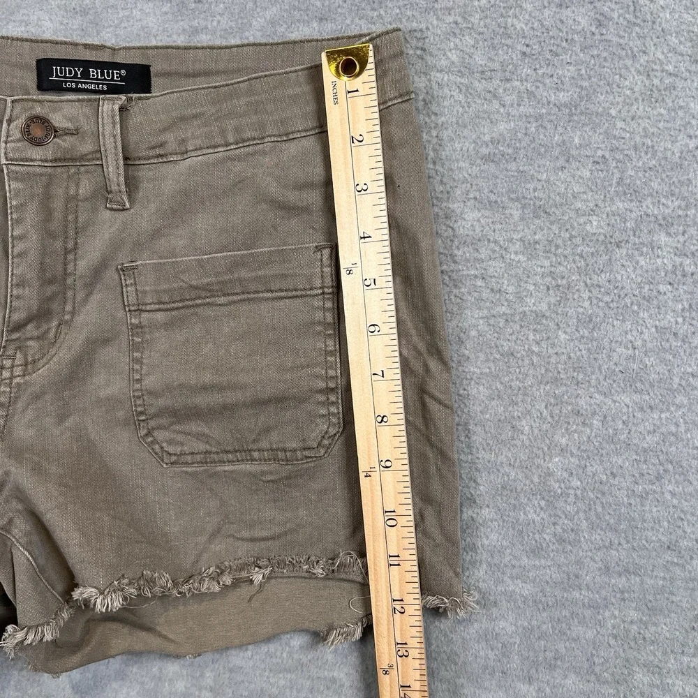 Judy Blue Women's Size 29 Cut Off Denim Shorts Frayed Hem Green‎ Olive Pockets